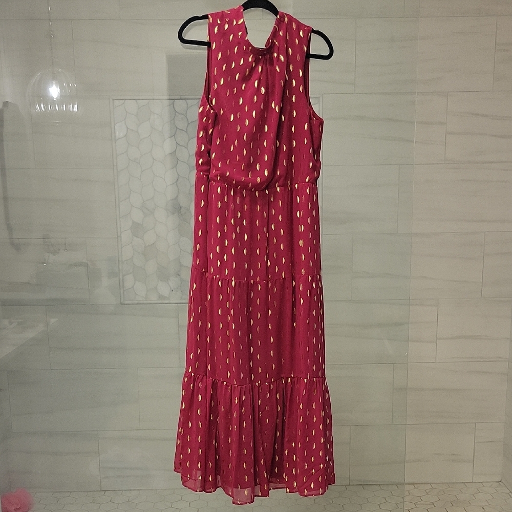 Donna Ricco Pink and Gold Maxi Dress